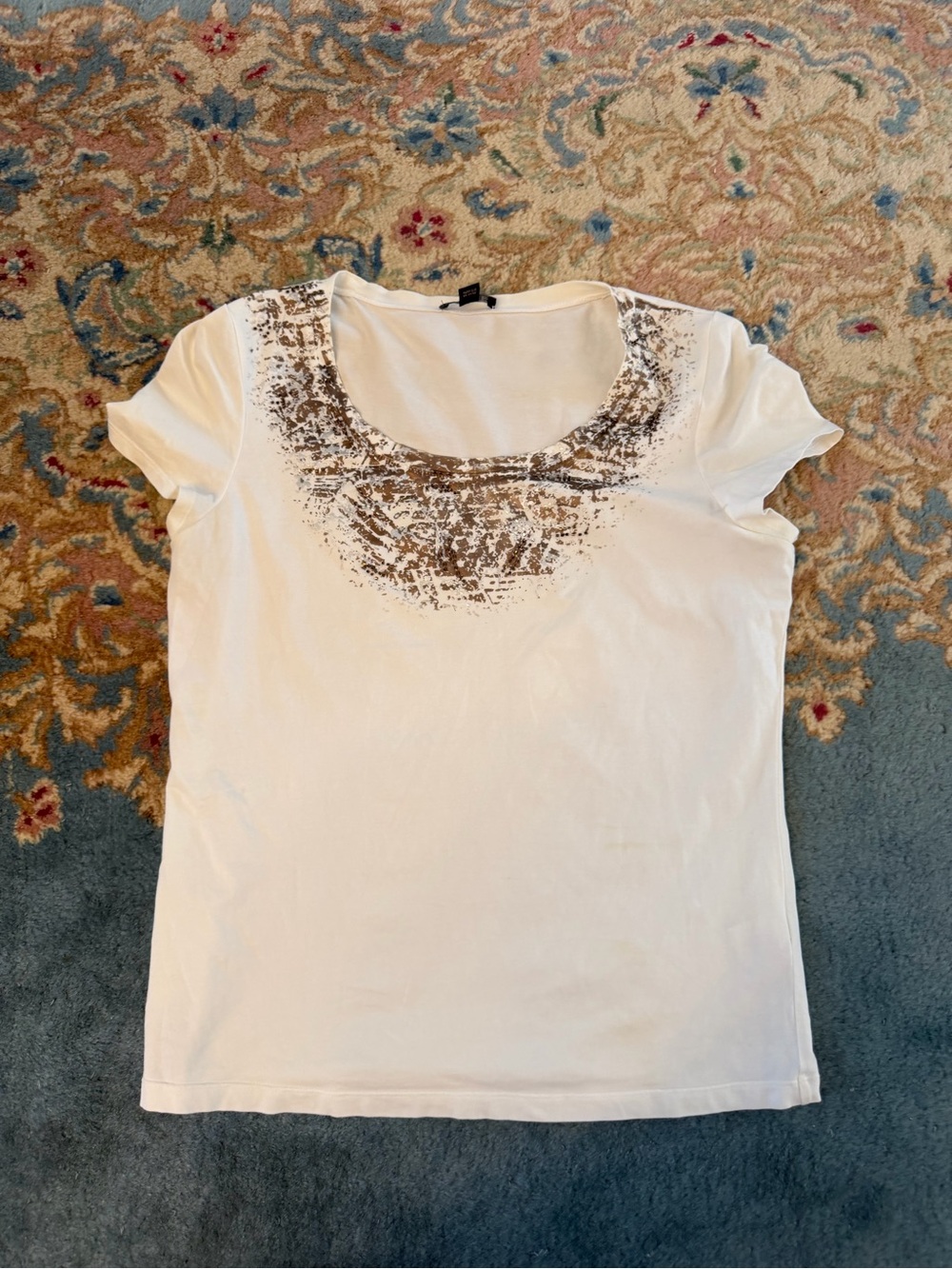 Lot of 2 Designer Tops– Lafayette 148 Embellished Tee & Anne Klein Ruffle Blouse